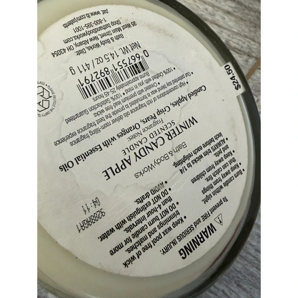 Bath & Body‎ Works Winter Candy Apple Candle 14.5 oz Reindeer Holiday 3 Wick NWT